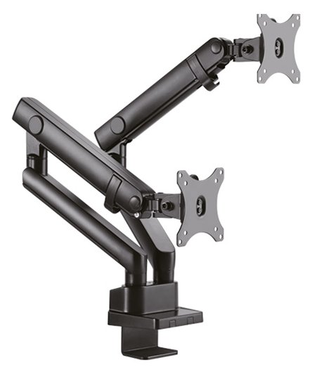ICY BOX IB-MS314-T - Befestigungskit - einstellbarer Doppelarm - für 2 Monitore - Schwarz