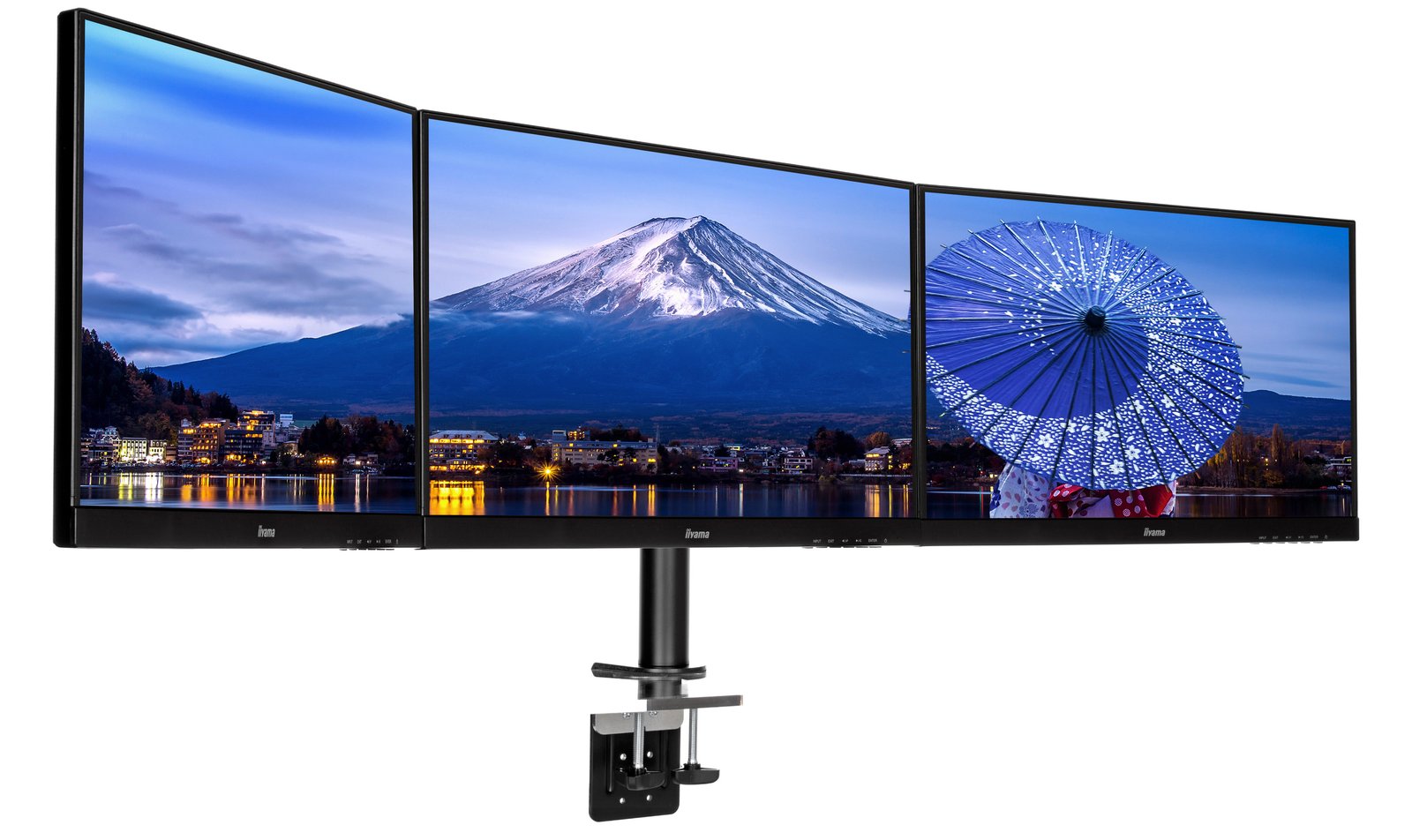 Iiyama DS1003C-B1 - Aufstellung - einstellbarer Arm - für 3 Monitore - Schwarz - Bildschirmgröße: 25.4-68.6 cm (10-27)