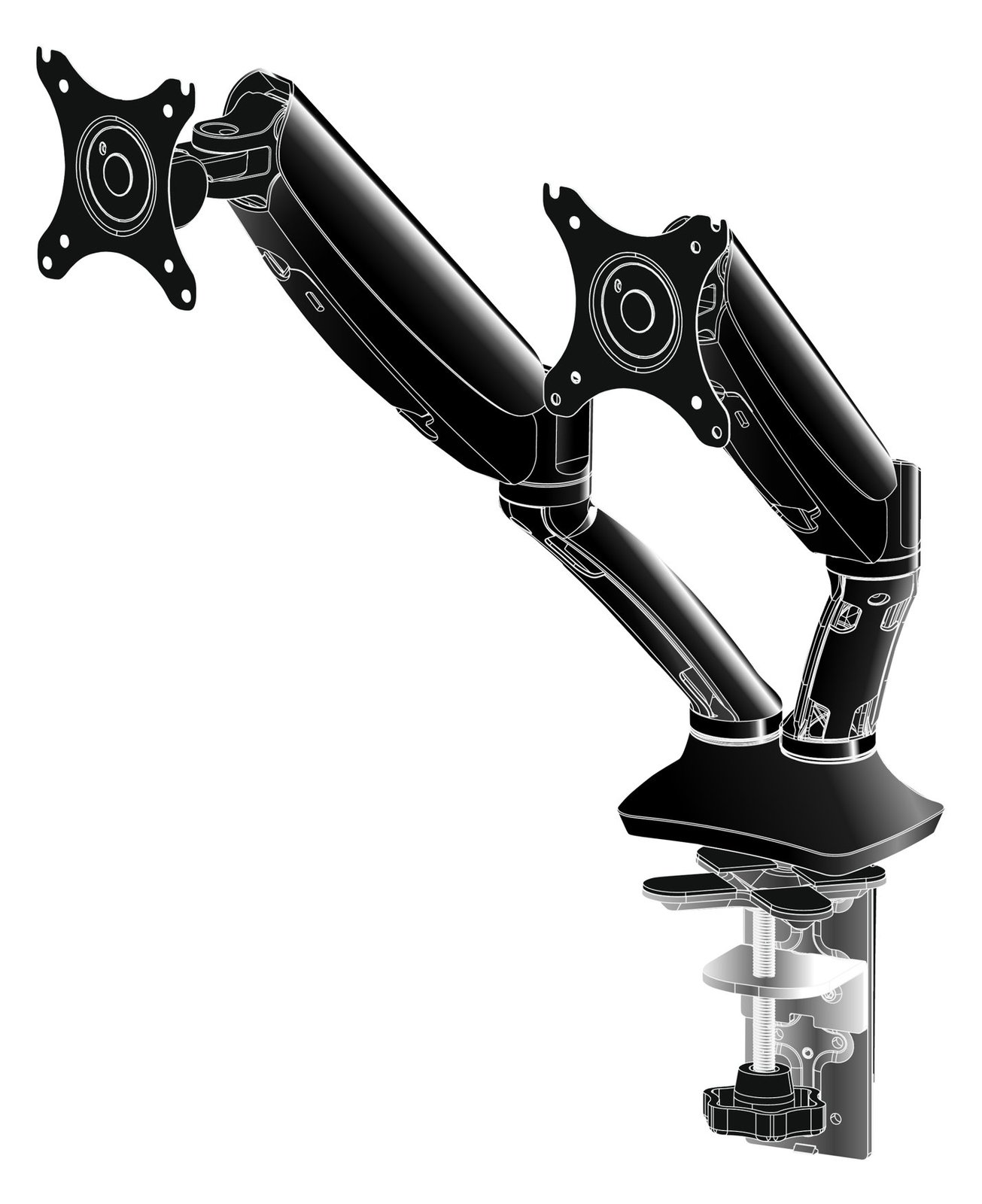 Iiyama DS3002C-B1 - Befestigungskit - für 2 Monitore (einstellbarer Arm)