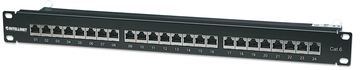 Intellinet 24-Port Cat6 Patchpanel, geschirmt, 24 Ports, FTP, 1 HE, Klemmleisten 90 Grad abgewinkelte Kabeleinführung von LumaTech