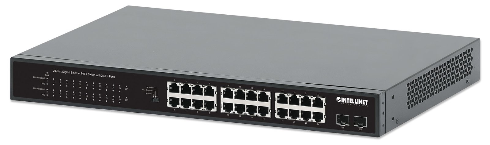 Intellinet 24-Port Gigabit Ethernet PoE+ Switch mit 2 SFP-Ports PoE+/PoE-konform - Switch - 1 Gbps