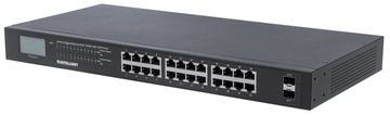 Intellinet 24-Port Gigabit Ethernet PoE+ Switch with 2 SFP Ports, LCD Display, IEEE 802.3at/af Power over Ethernet von LumaTech