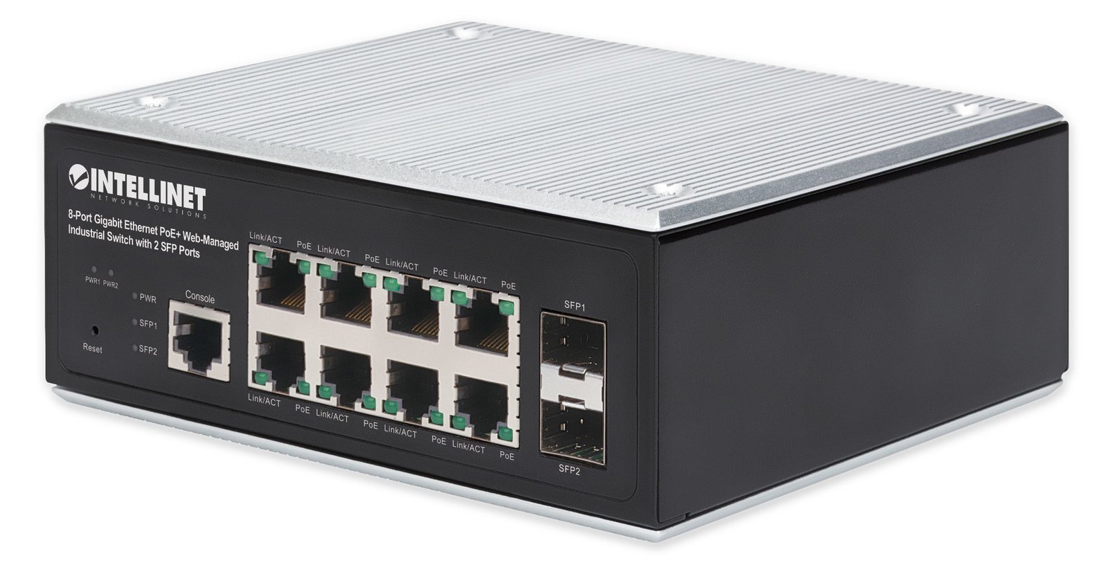 Intellinet 8-Port Gigabit Ethernet PoE+ Web-Managed Industrie-Switch mit 2 SFP-Ports IEEE 802 - 1 Gbps - 8-Port