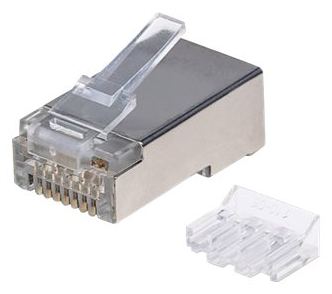 Intellinet 90er-Pack Cat6A RJ45-Modularstecker, STP, 3-Punkt-Aderkontaktierung, für Massivdraht, 90 Stecker im Becher von LumaTech