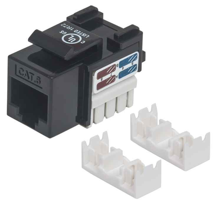 Intellinet Cat6 Modularbuchse, UTP, Keystone Jack, schwarz, benötigt LSA-Auflegewerkzeug