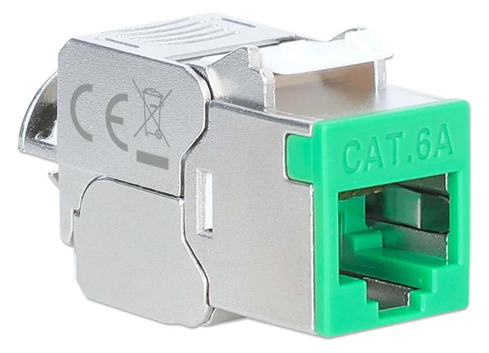 Intellinet Cat6a 10G STP Keystone-Modul grün, Ansicht 3