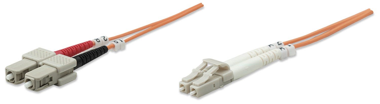 Intellinet Fiber Optic Patch Cable, OM1, LC/SC, 2m, Orange, Duplex, Multimode, 62.5/125 µm, LSZH, Fibre