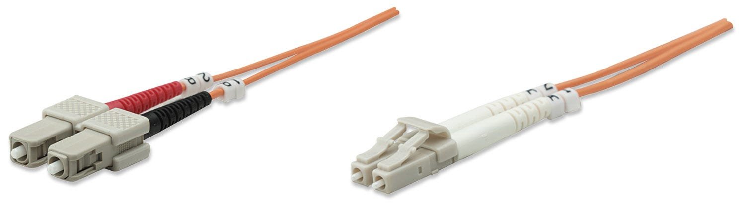 Intellinet Fiber Optic Patch Cable, OM2, LC/SC, 2m, Orange, Duplex, Multimode, 50/125 µm, LSZH, Fibre, Lifetime Warranty