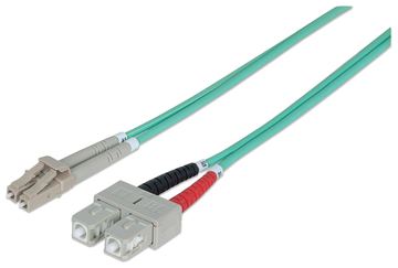 Intellinet Fibre Optic Patch Cable, OM3, LC/SC, 1m, Aqua, Duplex, Multimode, 50/125 µm, LSZH, Fiber, Lifetime Warranty von LumaTech