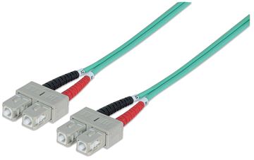Intellinet Fibre Optic Patch Cable, OM3, SC/SC, 2m, Aqua, Duplex, Multimode, 50/125 µm, LSZH, Fiber, Lifetime Warranty von LumaTech