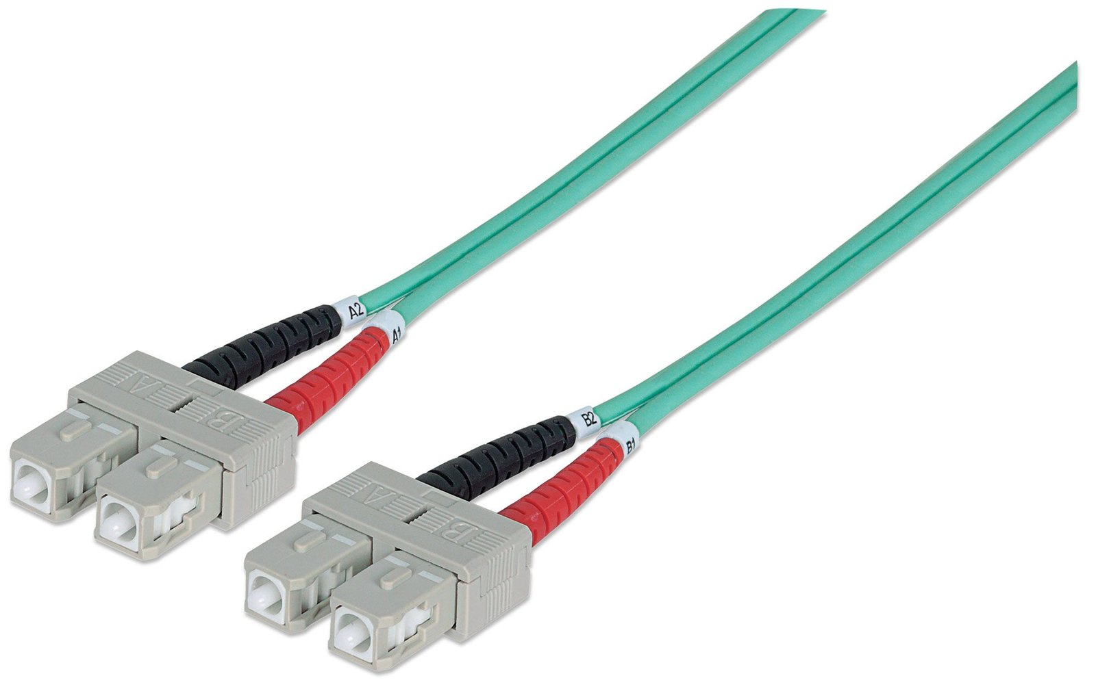 Intellinet Fibre Optic Patch Cable, OM3, SC/SC, 5m, Aqua, Duplex, Multimode, 50/125 µm, LSZH, Fiber, Lifetime Warranty