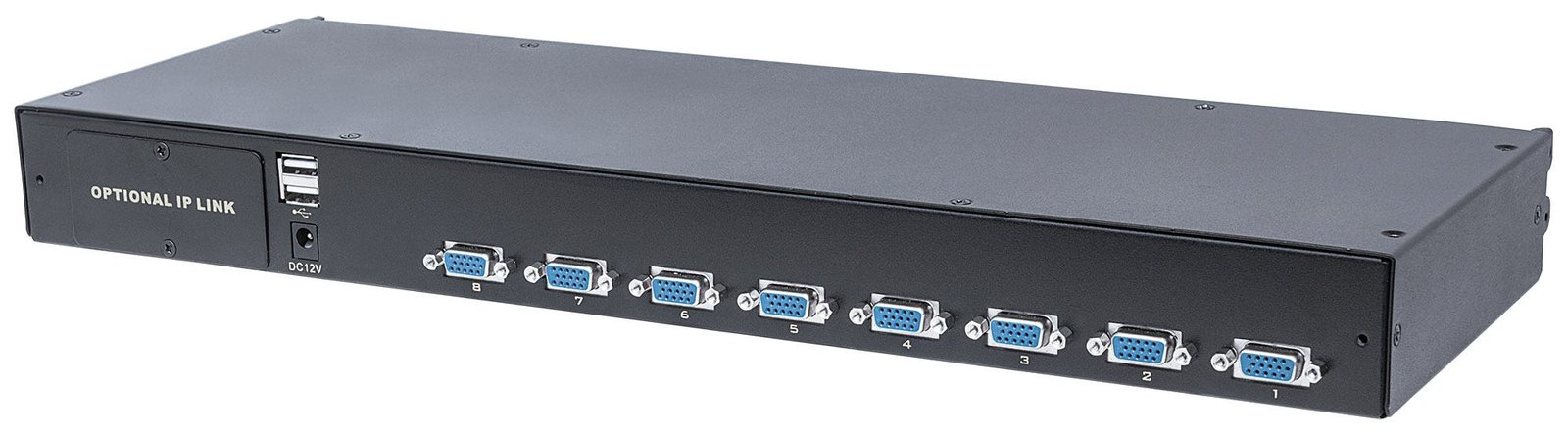 Intellinet Modularer 8-Port KVM-Switch mit VGA-Schnittstelle, Zur Verwendung mit Intellinet Rackmount LCD-Konsolen