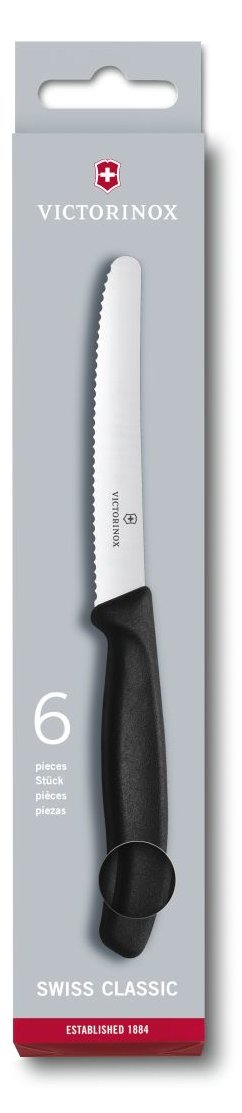 Victorinox Swiss Classic - Tomaten-/Tafelmesser - 11 cm - Schwarz (Packung mit 6)