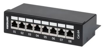 Intellinet Patch Panel, Cat6a, FTP, 8-Port, Desktop, Shielded, 90° Top-Entry Punch Down Blocks, Black von LumaTech