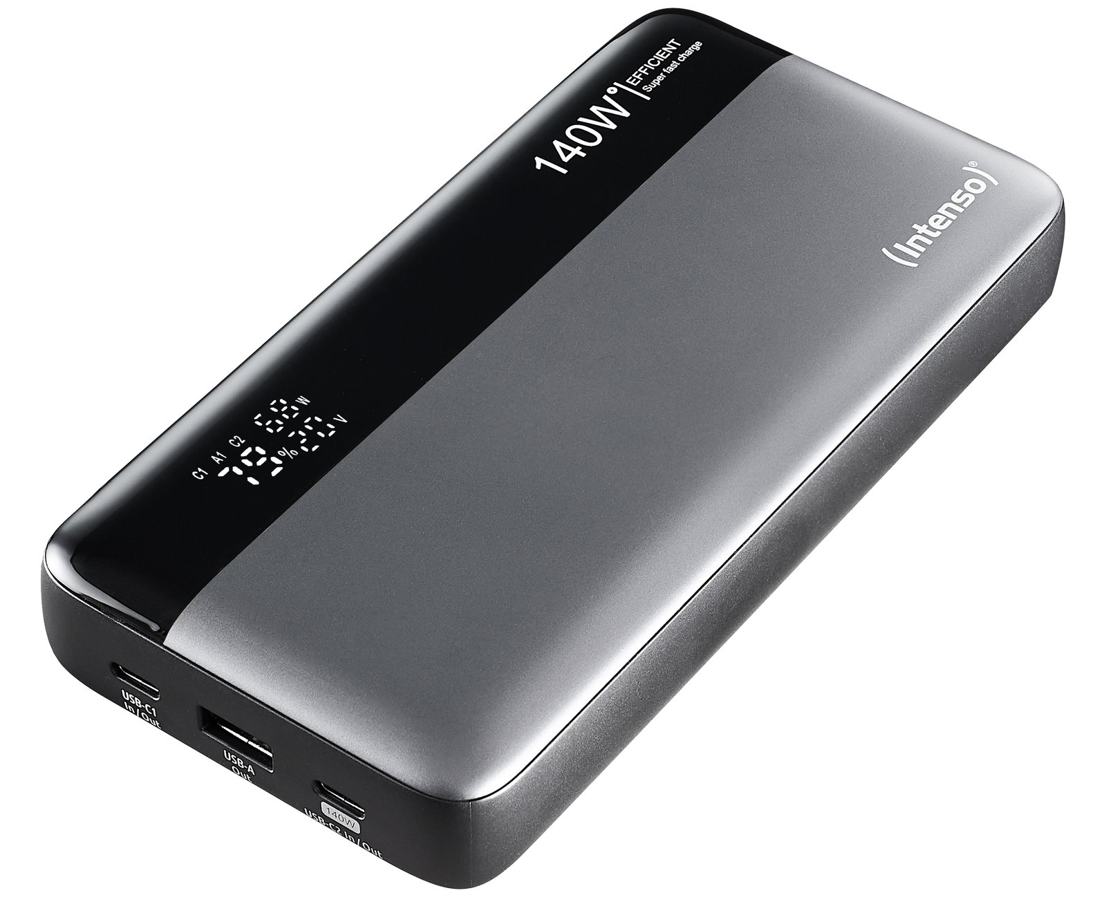 Intenso Power Bank HE 25000 mAh Grau-Schwarz USB C/C - Batterie - 25.000 mAh