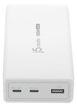 j5create JUP37185W-EN - Netzteil - GaN - 185 Watt - 5 A - Power Delivery 3.1 - USB Typ A, 2 x USB-C) von LumaTech