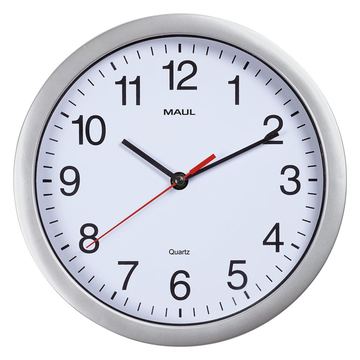 Jakob Maul GmbH MAUL Wanduhr MAULrun - Wand - Quarzuhr - Kreis - Silber - Weiß - Kunststoff - AA von LumaTech
