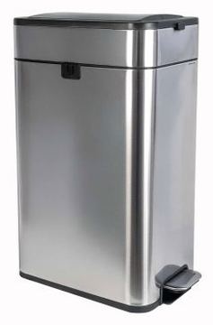 Jakob Maul GmbH Tret-Abfallbehälter MAULwing 40l Edelstahl Doppeldeckel von LumaTech