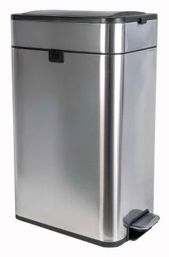Jakob Maul GmbH Tret-Abfallbehälter MAULwing 40l Edelstahl Doppeldeckel