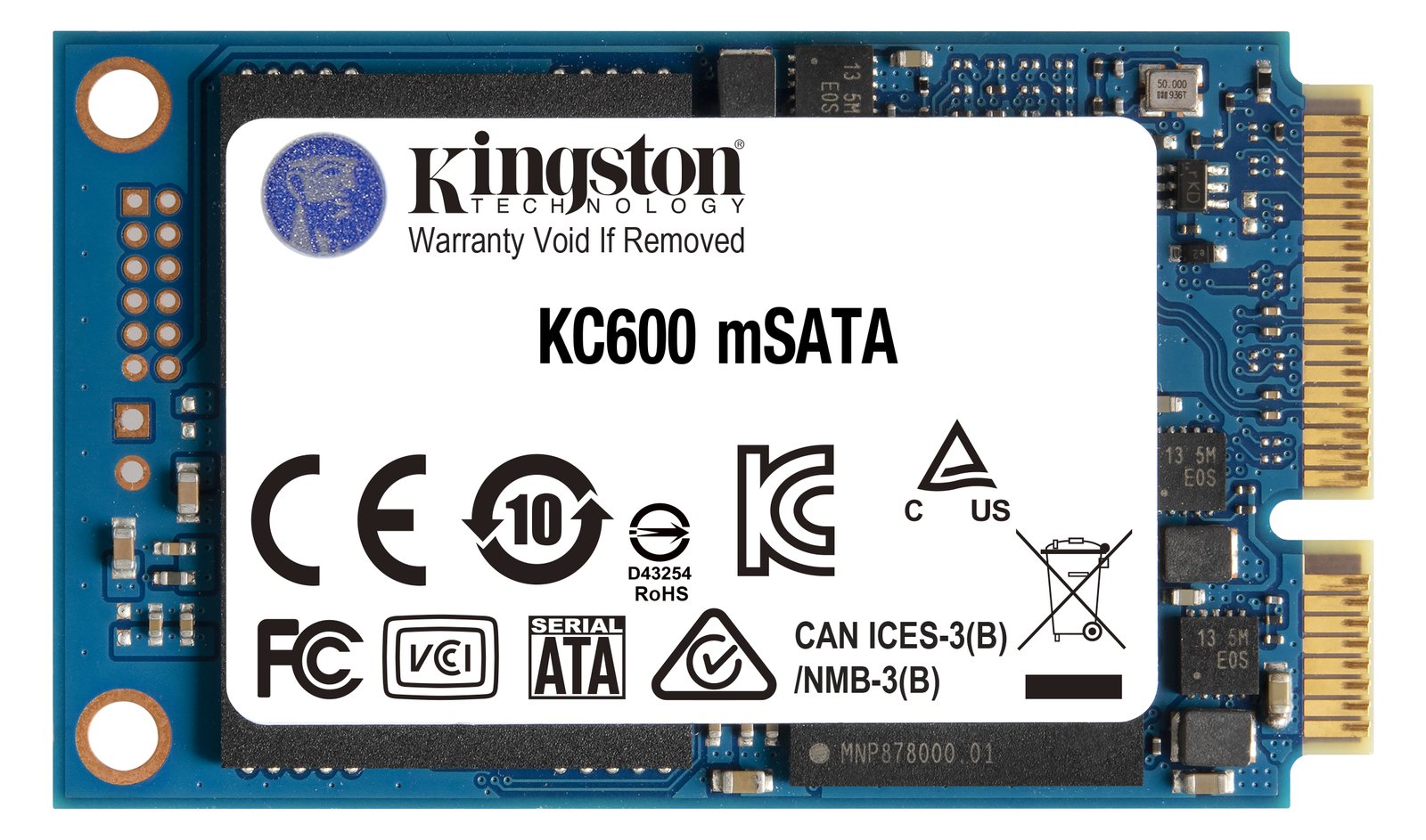 Kingston KC600 - SSD - verschlüsselt - 1024 GB - intern - mSATA - SATA 6Gb/s - 256-Bit-AES - Self-Encrypting Drive