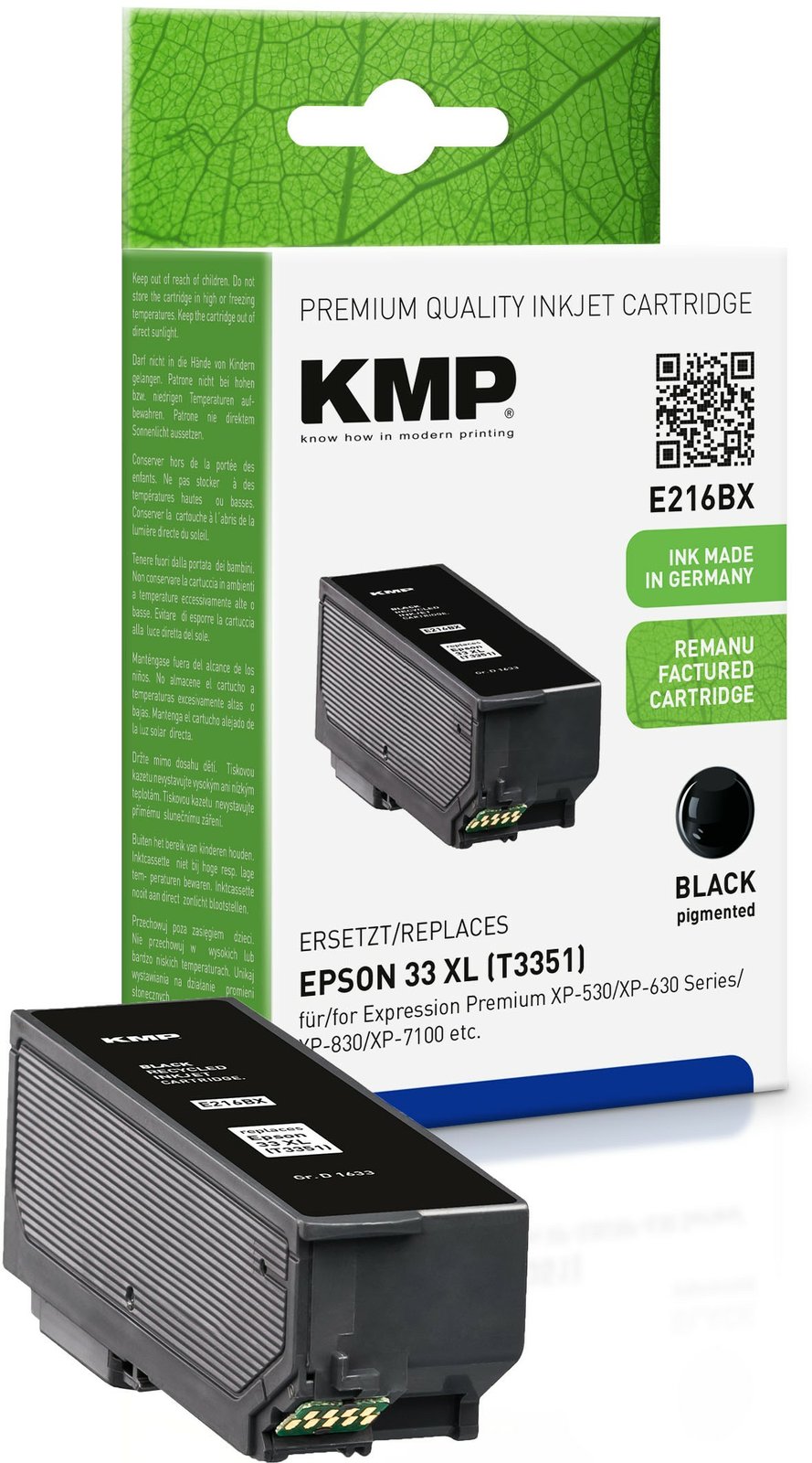 KMP 1633,4001 - Hohe (XL-) Ausbeute - Tinte auf Pigmentbasis - 15 ml - 530 Seiten