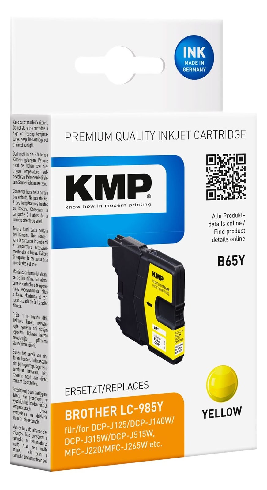 KMP B65Y - 4.4 ml - Gelb - kompatibel - wiederaufbereitet - Tintenpatrone (Alternative zu: Brother LC985Y)