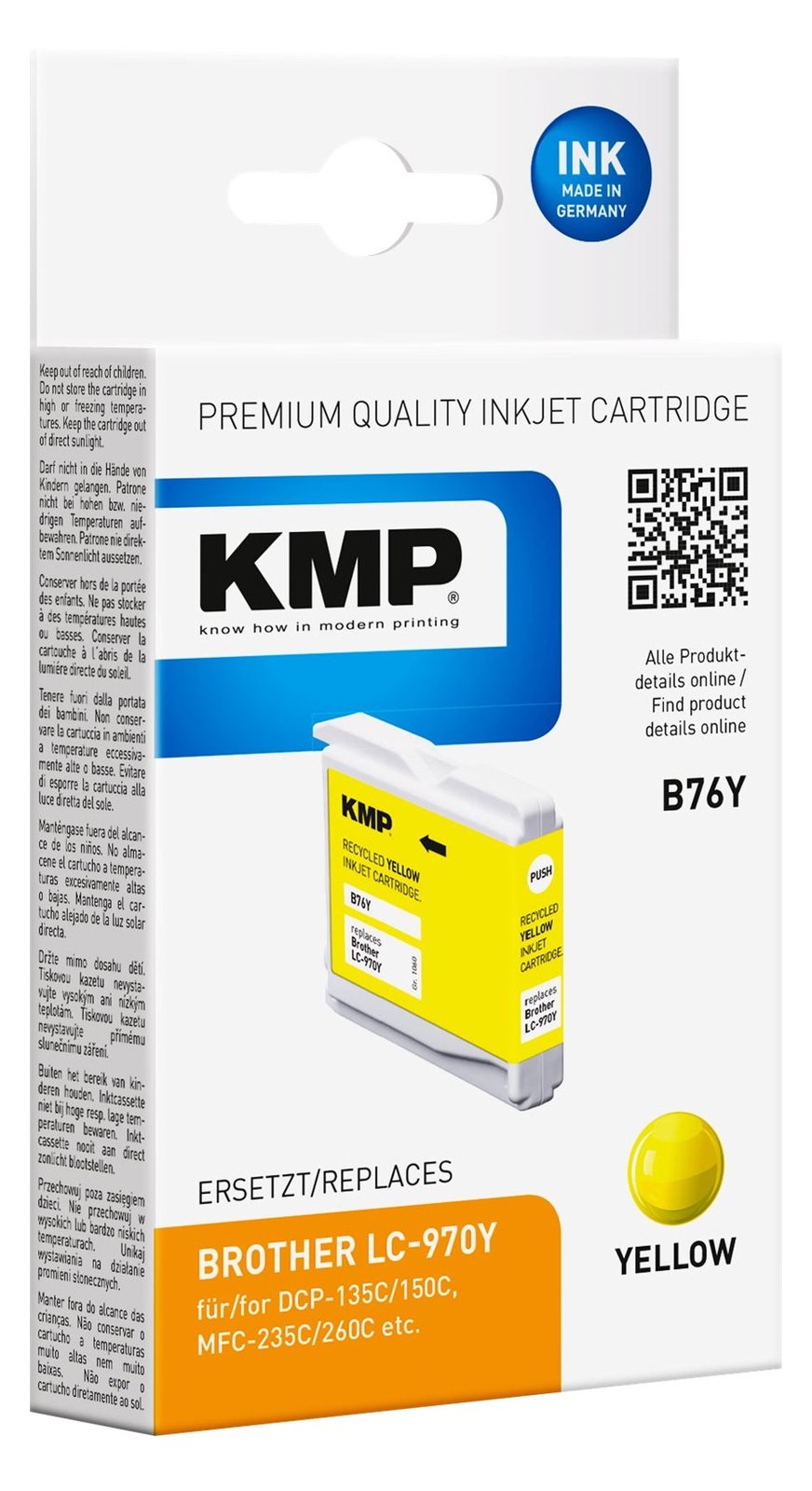 KMP B76Y - 4.9 ml - Gelb - kompatibel - Tintenpatrone (Alternative zu: Brother LC970Y)
