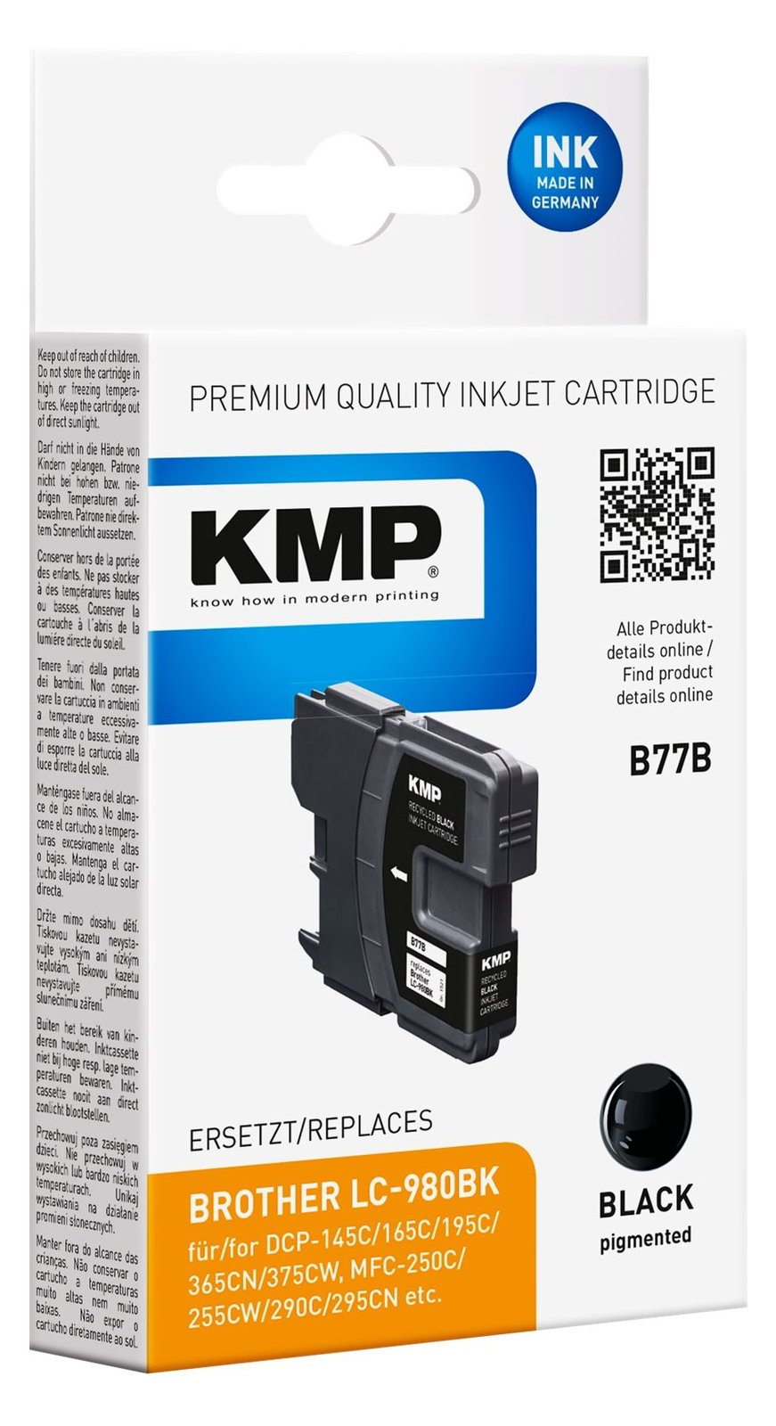 KMP B77B - 9.1 ml - Schwarz - kompatibel - Tintenpatrone (Alternative zu: Brother LC980BK)