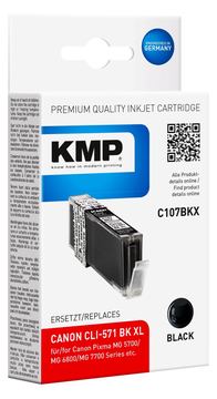 KMP C107BKX - 11 ml - Hohe Ergiebigkeit - Schwarz - kompatibel - Tintenpatrone (Canon 0331C001, Canon CLI-571BKXL) von LumaTech