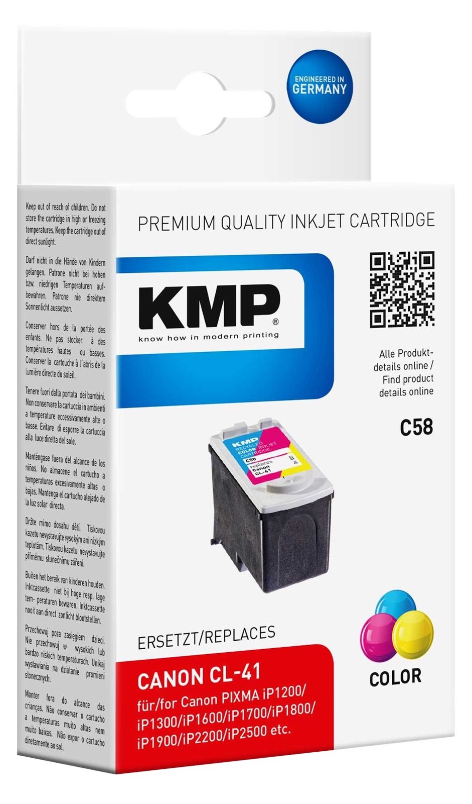 KMP C58 - 12 ml - Farbe (Cyan, Magenta, Gelb) - kompatibel - Tintenpatrone (Alternative zu: Canon 0617B001, Canon CL-41)