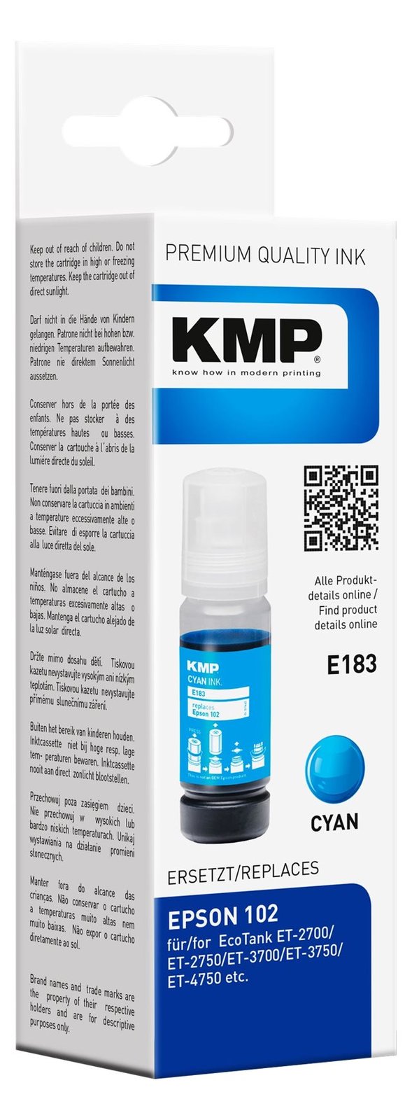 KMP E183 - 70 ml - Cyan - kompatibel - Nachfülltinte (Alternative zu: Epson 102)