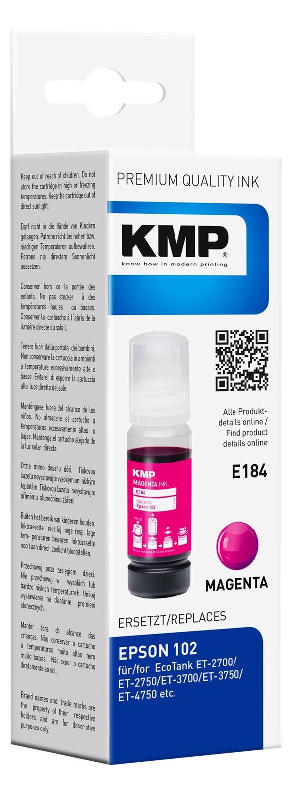 KMP E184 - 70 ml - Magenta - kompatibel - Tintenbehälter (Alternative zu: Epson 102)