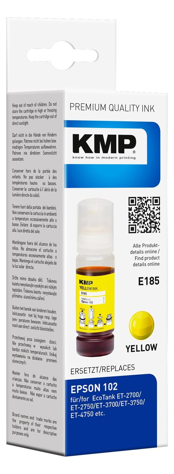 KMP E185 - 70 ml - Gelb - kompatibel - Tintenbehälter (Alternative zu: Epson 102)