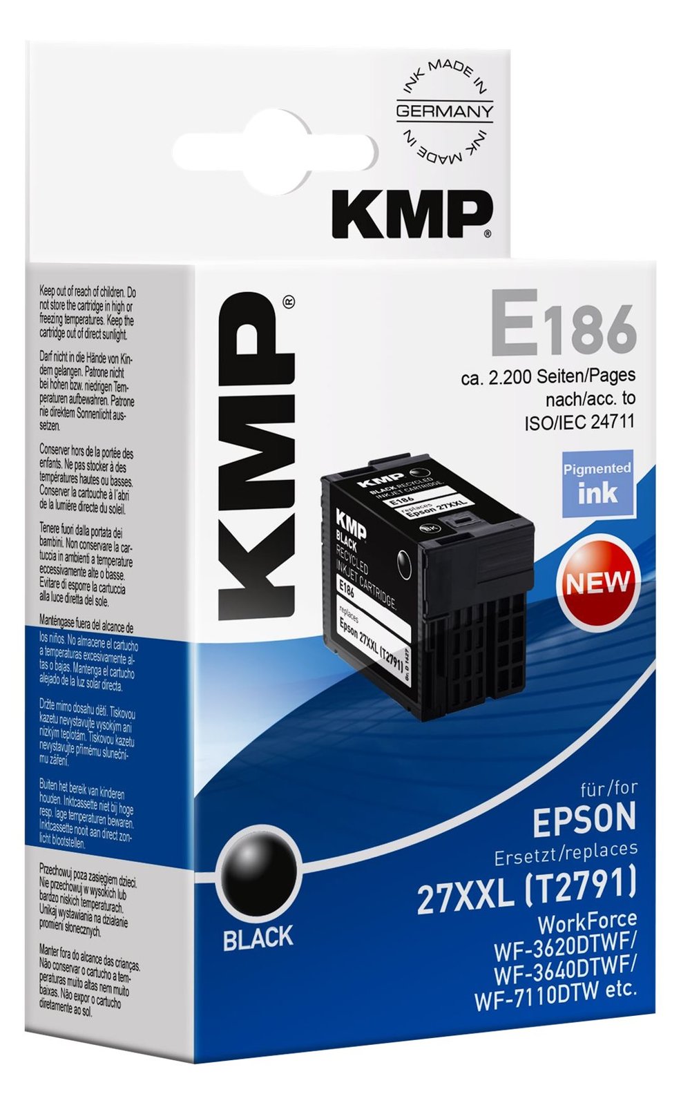 KMP E186 - 34 ml - Schwarz - kompatibel - Tintenpatrone (Alternative zu: Epson 27XXL)