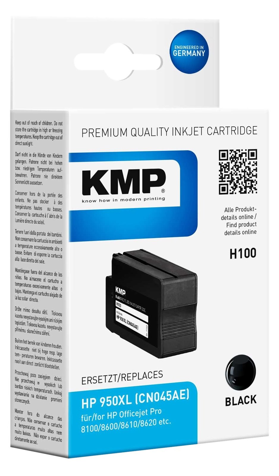 KMP H100 - 80 ml - Schwarz - kompatibel - Tintenpatrone (Alternative zu: HP 950XL, HP CN045AE)