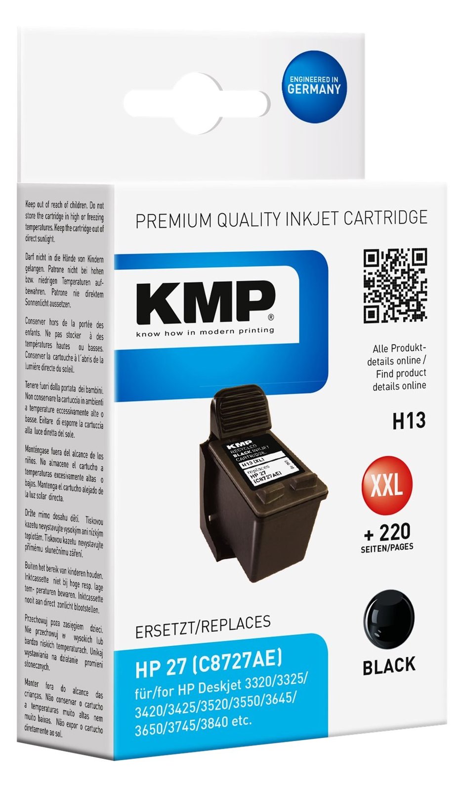KMP H13 - 19 ml - Schwarz - kompatibel - Tintenpatrone (Alternative zu: HP 27, HP C8727AE)