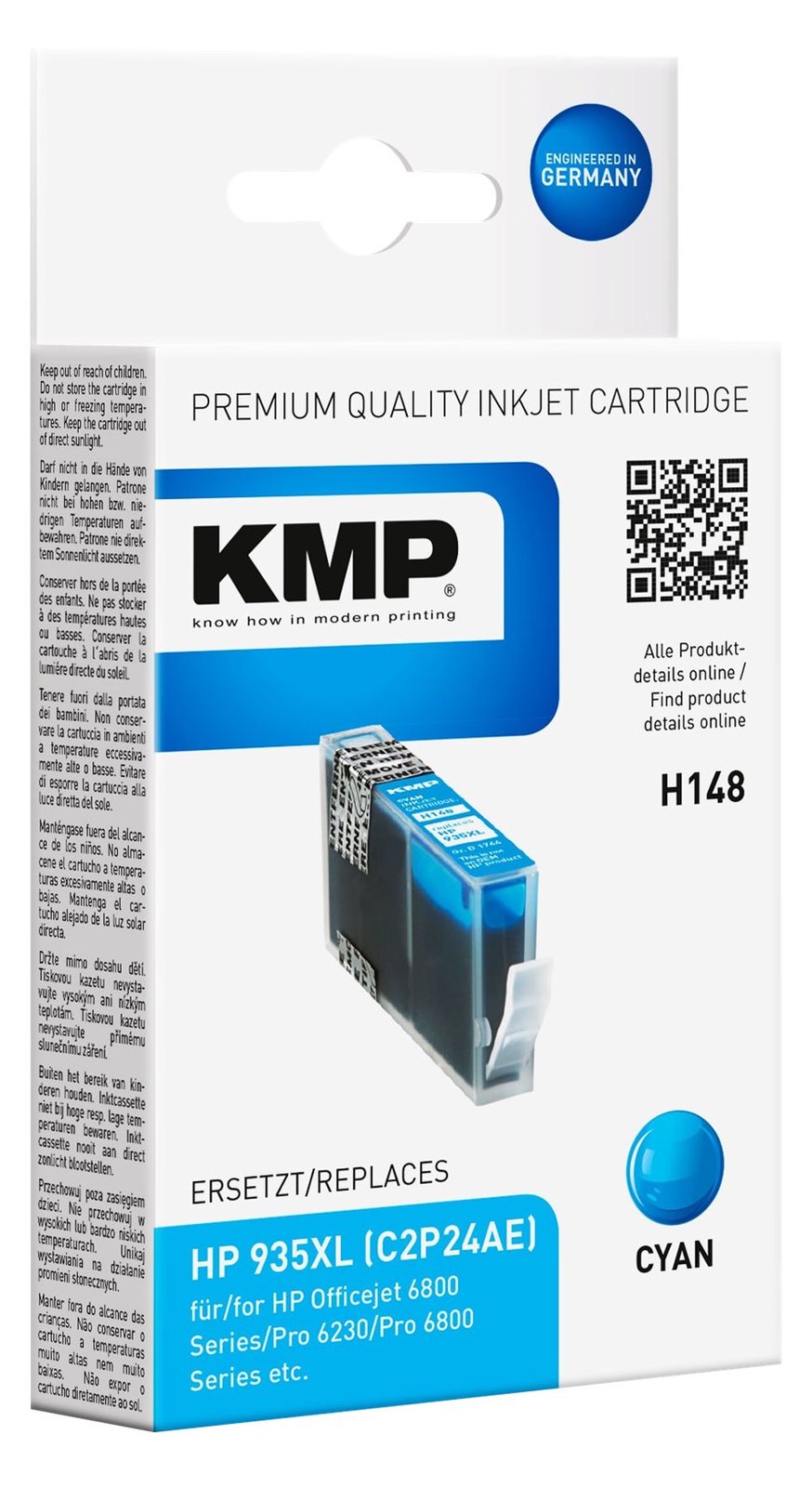 KMP H148 - 15 ml - Hohe Ergiebigkeit - Cyan - kompatibel - Tintenpatrone (Alternative zu: HP 935XL)
