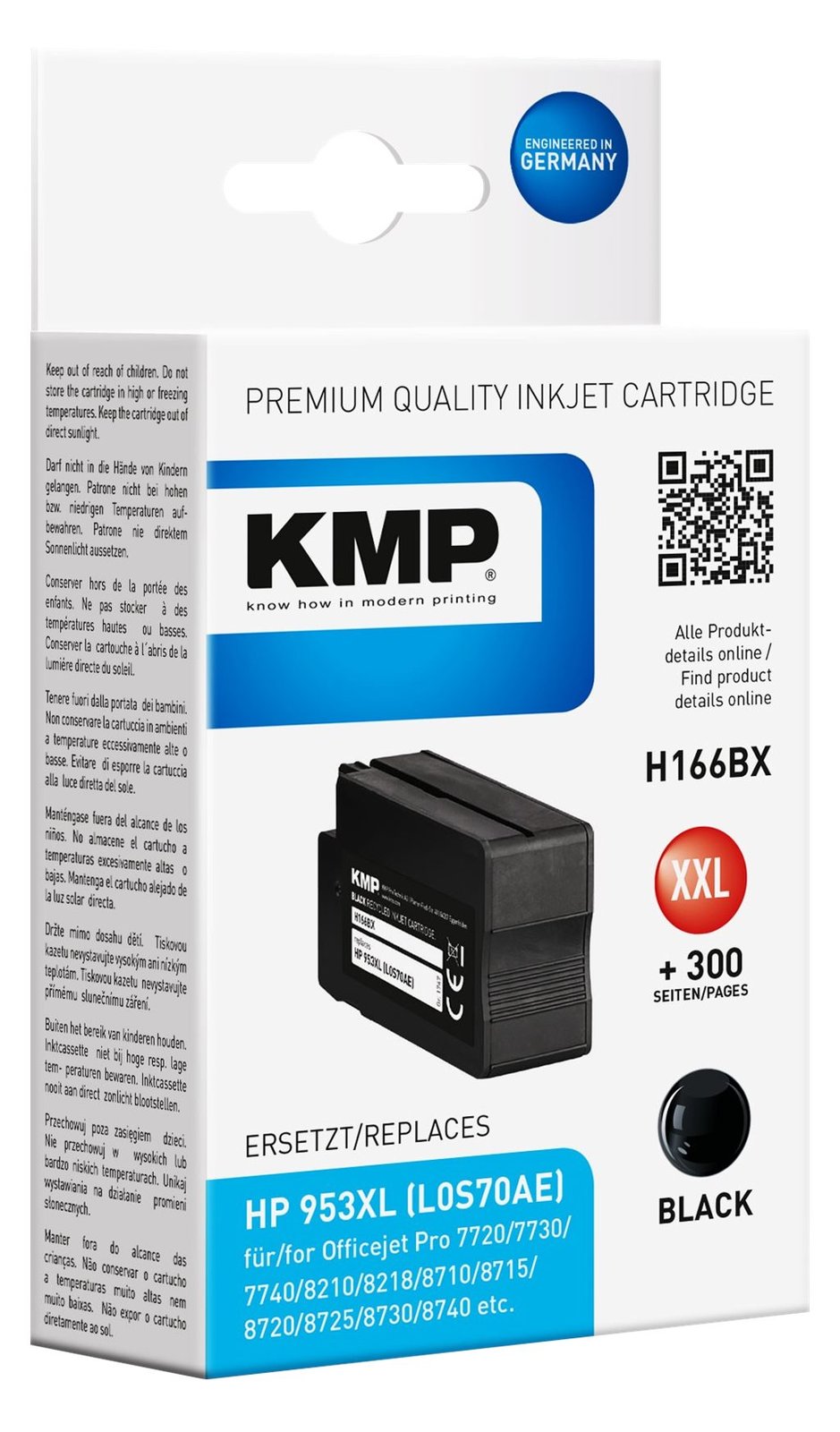KMP H166BX - 55 ml - Hohe Ergiebigkeit - Schwarz - kompatibel - Tintenpatrone (Alternative zu: HP 953XL, HP L0S70AE)