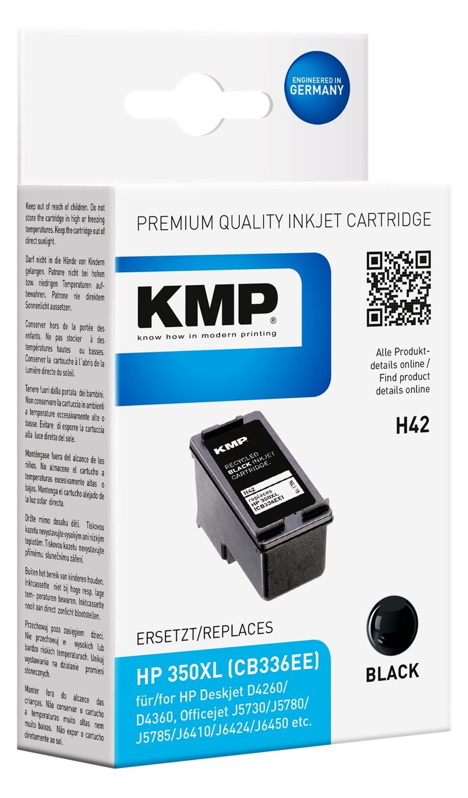 KMP H42 - 25 ml - Schwarz - kompatibel - Tintenpatrone (Alternative zu: HP 350XL, HP CB336EE)