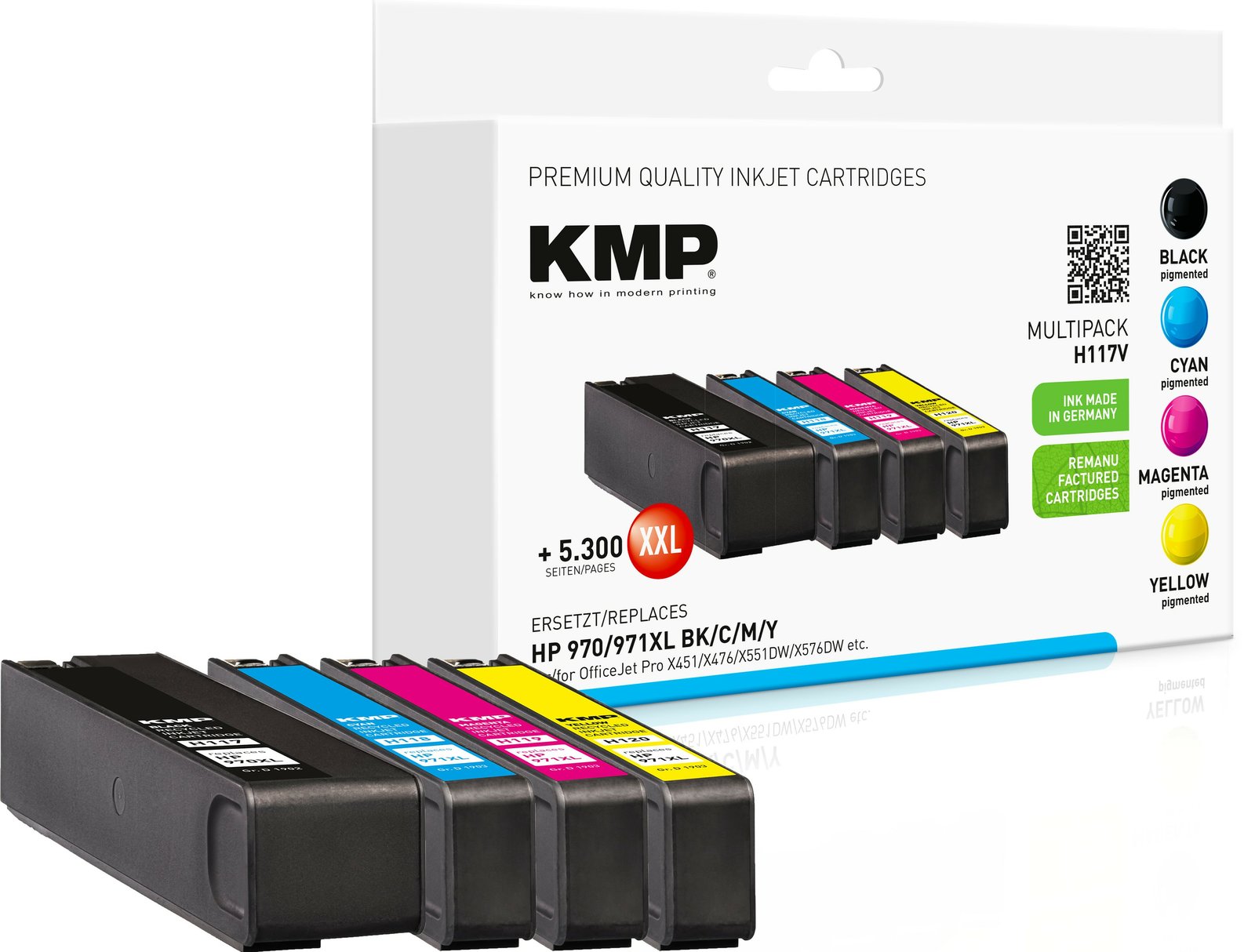 KMP MULTIPACK H117V - 4er-Pack - Hohe Ergiebigkeit - Schwarz, Gelb, Cyan, Magenta - kompatibel - Tintenpatrone