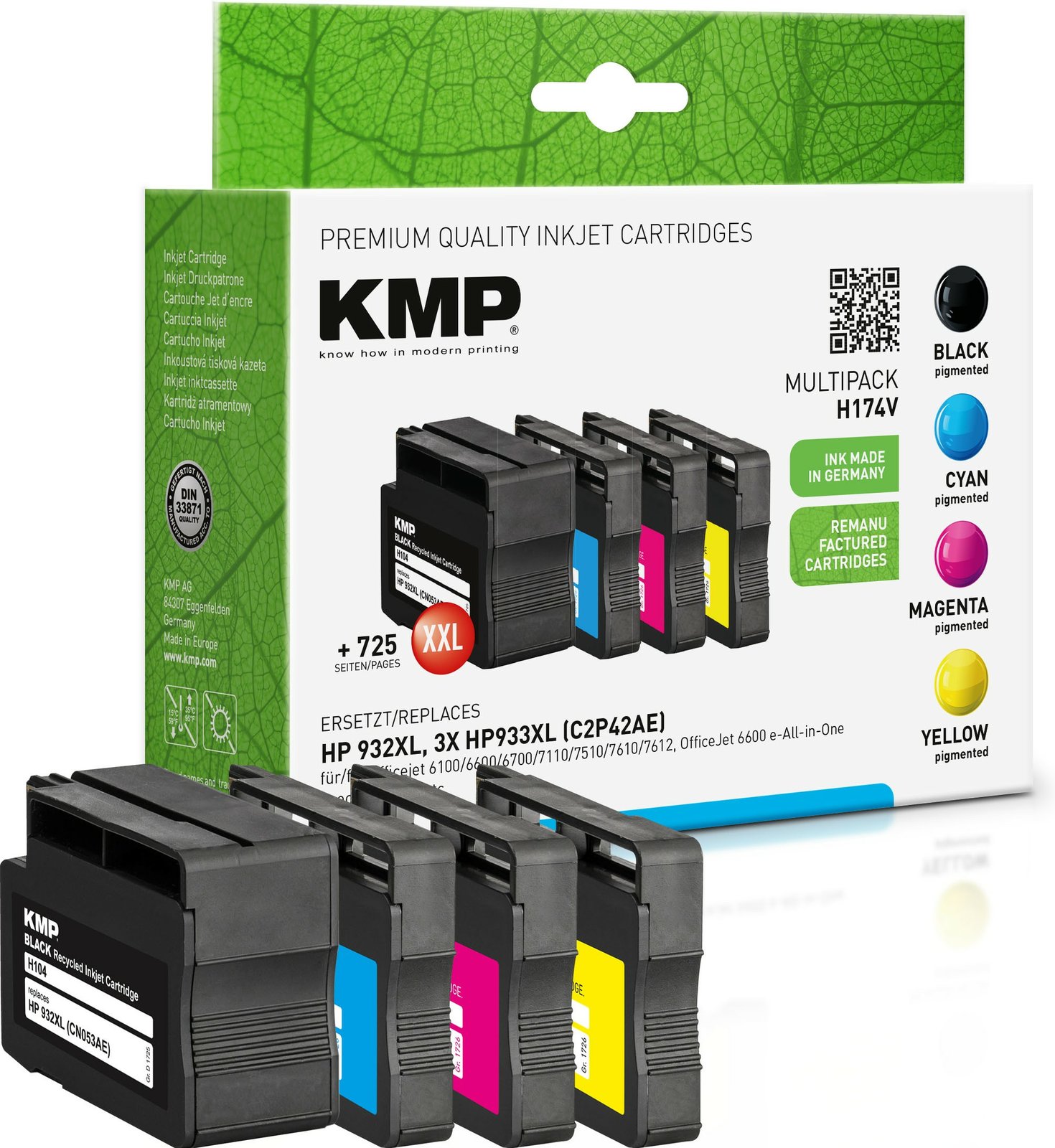 KMP MULTIPACK H174V - 4er-Pack - Größe XXL - Schwarz, Gelb, Cyan, Magenta - kompatibel - Tintenpatrone