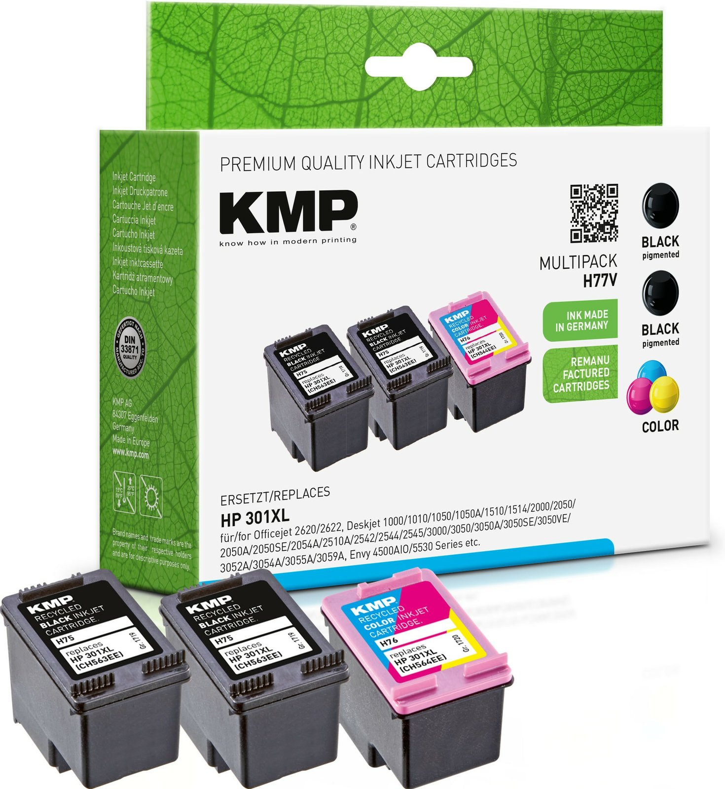 KMP MULTIPACK H77 - 3er-Pack - Schwarz, Farbe (Cyan, Magenta, Gelb)