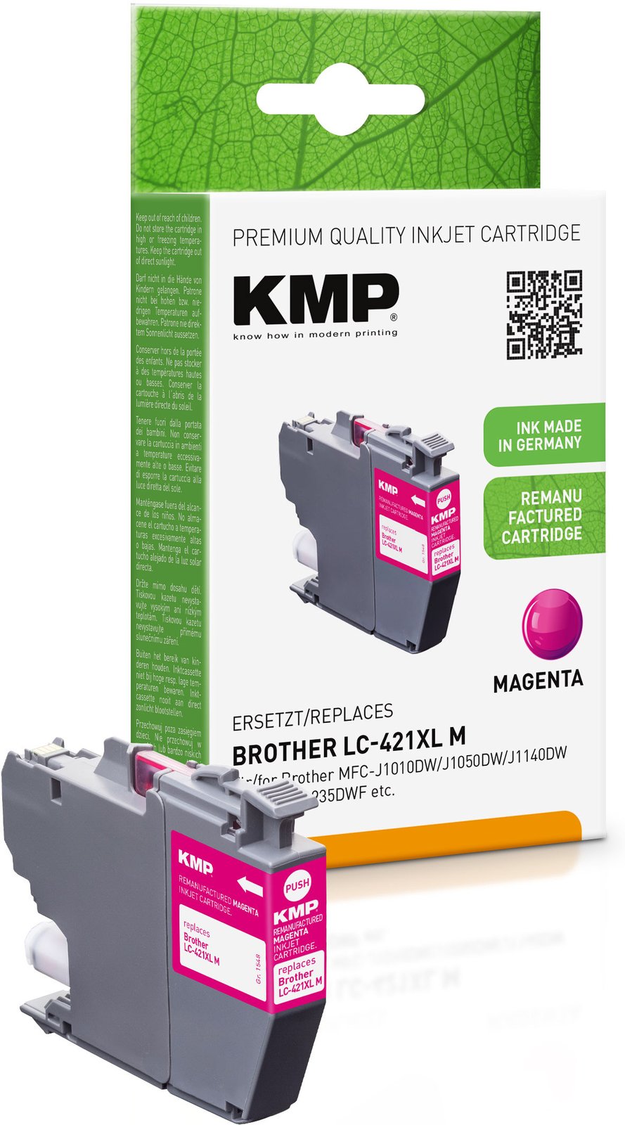 KMP Patrone Brother MFC-J1010DW LC421XLM magenta 500S. 7ml - Wiederaufbereitet - Kompatibel