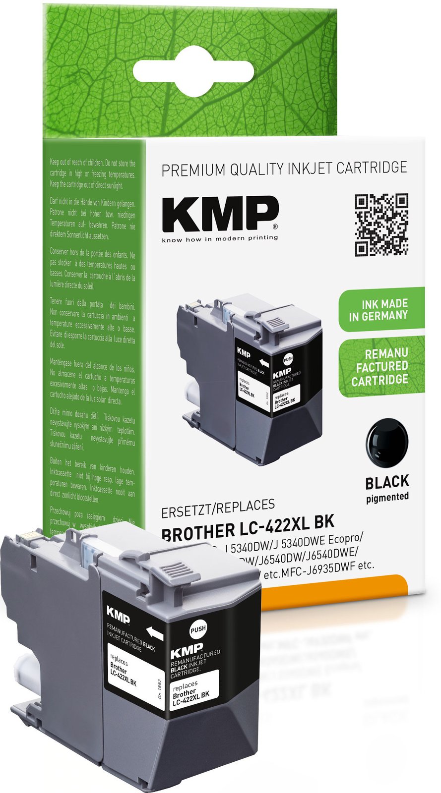 KMP Patrone Brother MFC-J5340DW LC422XLBK black 3000S. - Wiederaufbereitet - Kompatibel