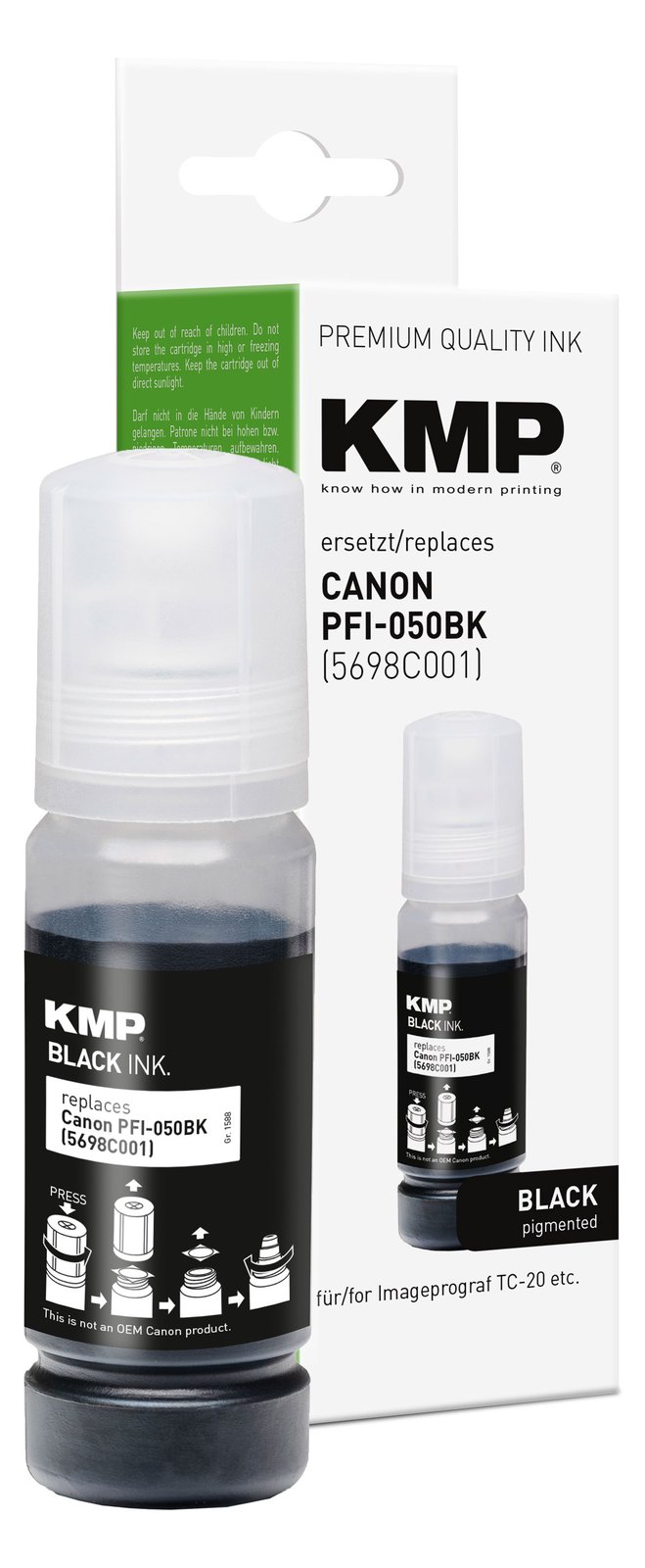 KMP Patrone Canon PFI050BK 5698C001 black kompatibel - Kompatibel - Tintenpatrone