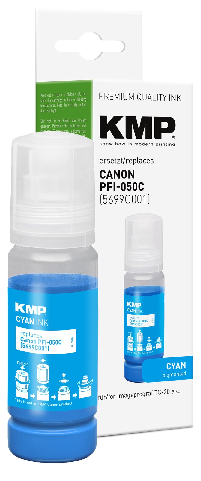 KMP Patrone Canon PFI050C 5699C001 cyan kompatibel - Kompatibel - Tintenpatrone