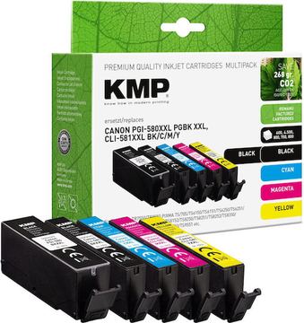 KMP Patrone Canon PGI-580XXL/CLI-581XXL Multip. bk c m y - Kompatibel - Wiederaufbereitet von LumaTech