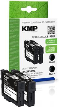KMP Patrone Epson Pro WF-2865DWF ers. 502XL T02W14 2 x black - Wiederaufbereitet - Kompatibel von LumaTech