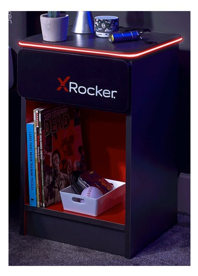 XRocker 2022026 Nachtschränkchen & Nachttisch 1 Schublade n Schwarz - Rot