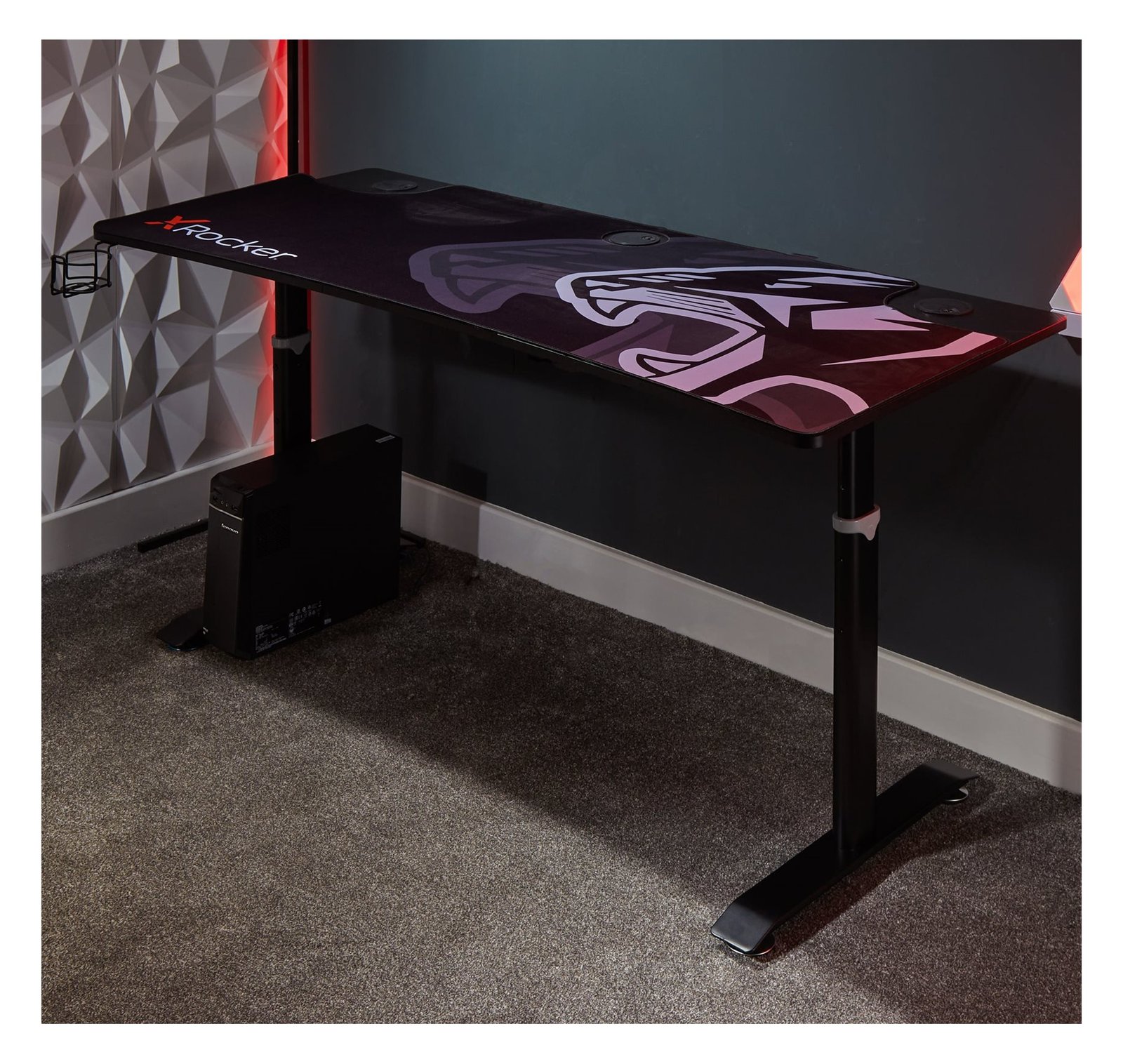 XRocker Gaming Tisch grau höhenverstellbar/Aluminium Carbon